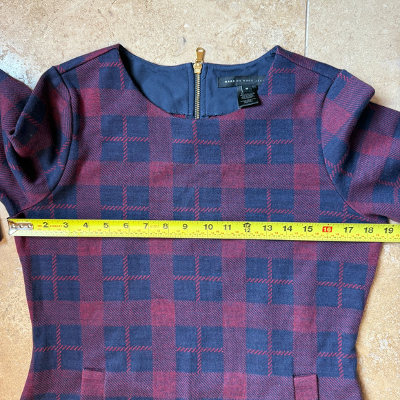 Marc by Marc Jacobs Plaid Dress Women’s Med Red Navy Check Fall Winter Classic - Picture 6 of 8
